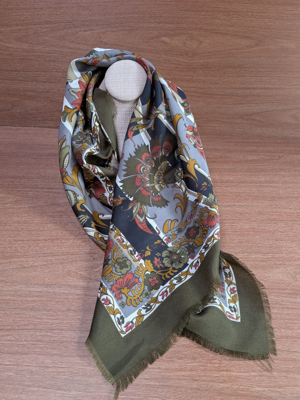 Ornate Boho Floral Oversized Square Scarf 34 x 34
